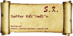 Saffer Kálmán névjegykártya